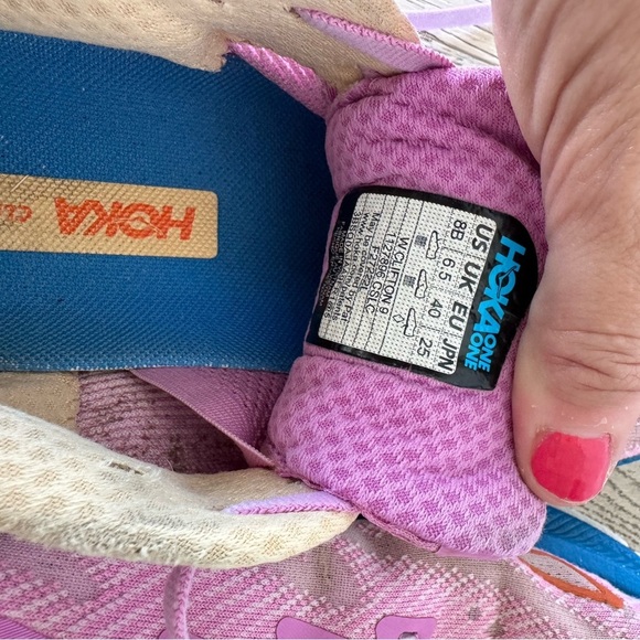 Hoka Vibrant Pink and Blue Athletic Shoes - Picture 5 of 5
